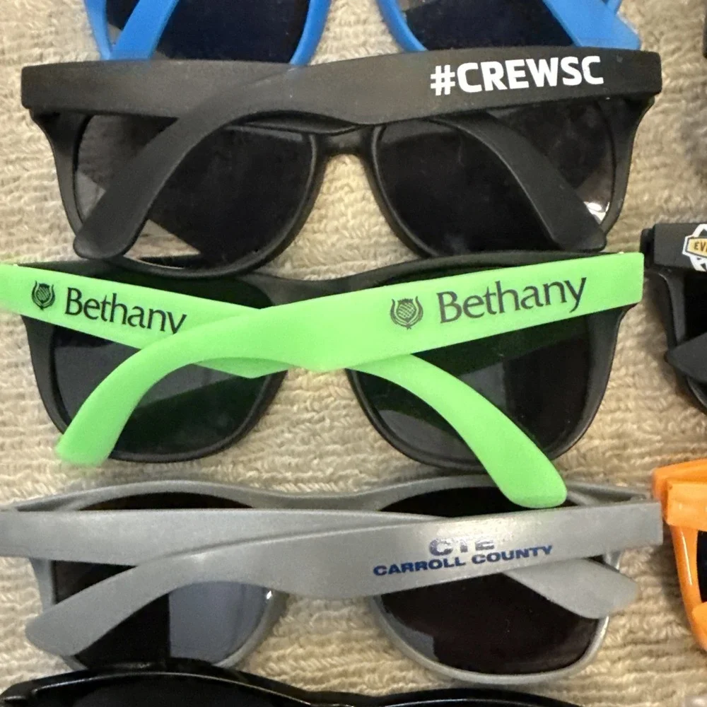 Lot of 33 NEW Logo Sunglasses: Target, LLBean, Nat'l Guard, Multiple Colors--NWT